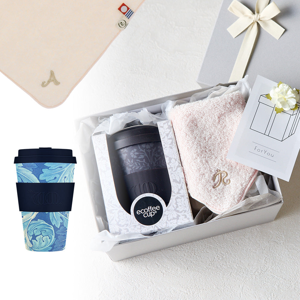 タンブラー William Morris 400ml + タオルハンカチ パウダーピンク / Premium Gift Set