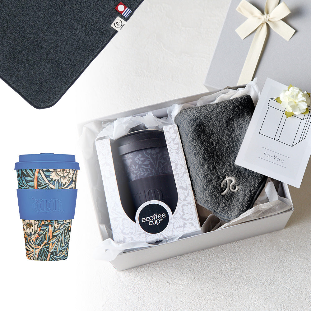 タンブラー William Morris 400ml + タオルハンカチ クラシックグレー / Premium Gift Set
