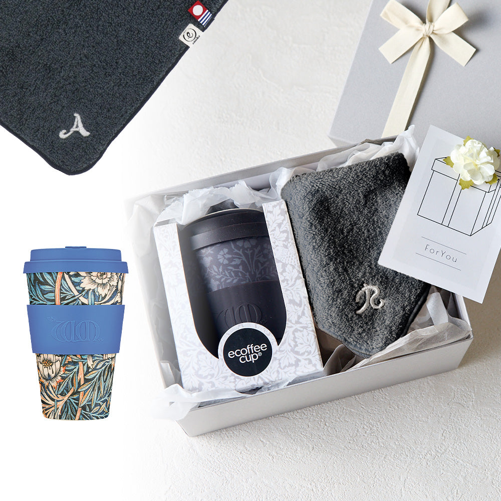 タンブラー William Morris 400ml + タオルハンカチ クラシックグレー / Premium Gift Set