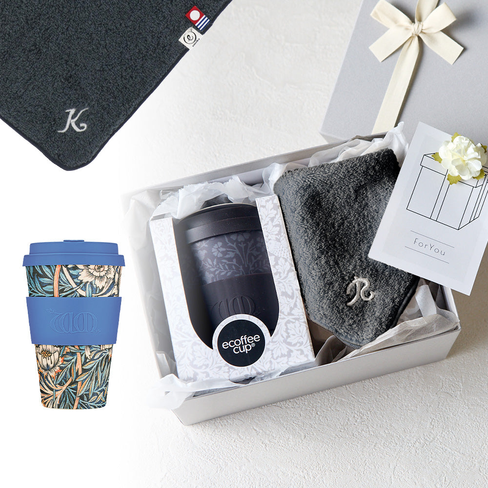 タンブラー William Morris 400ml + タオルハンカチ クラシックグレー / Premium Gift Set