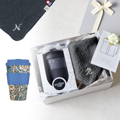 タンブラー William Morris 400ml + タオルハンカチ クラシックグレー / Premium Gift Set