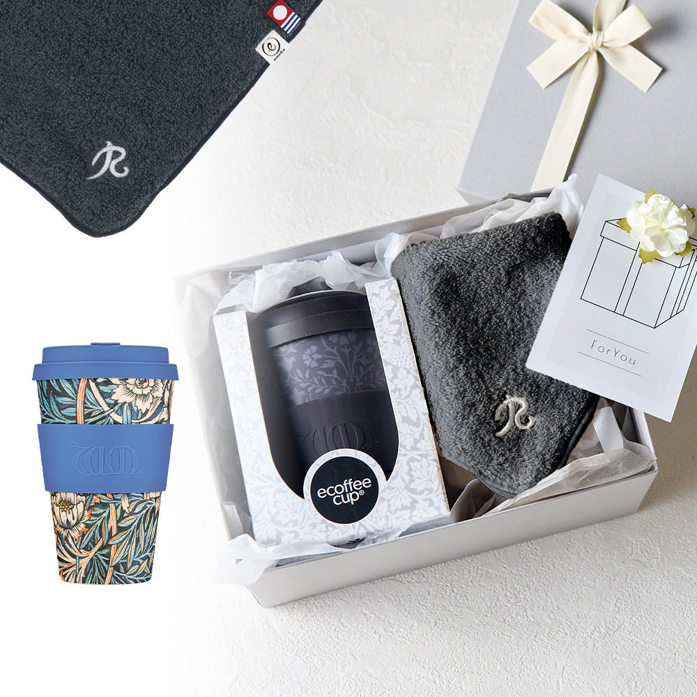 タンブラー William Morris 400ml + タオルハンカチ クラシックグレー / Premium Gift Set