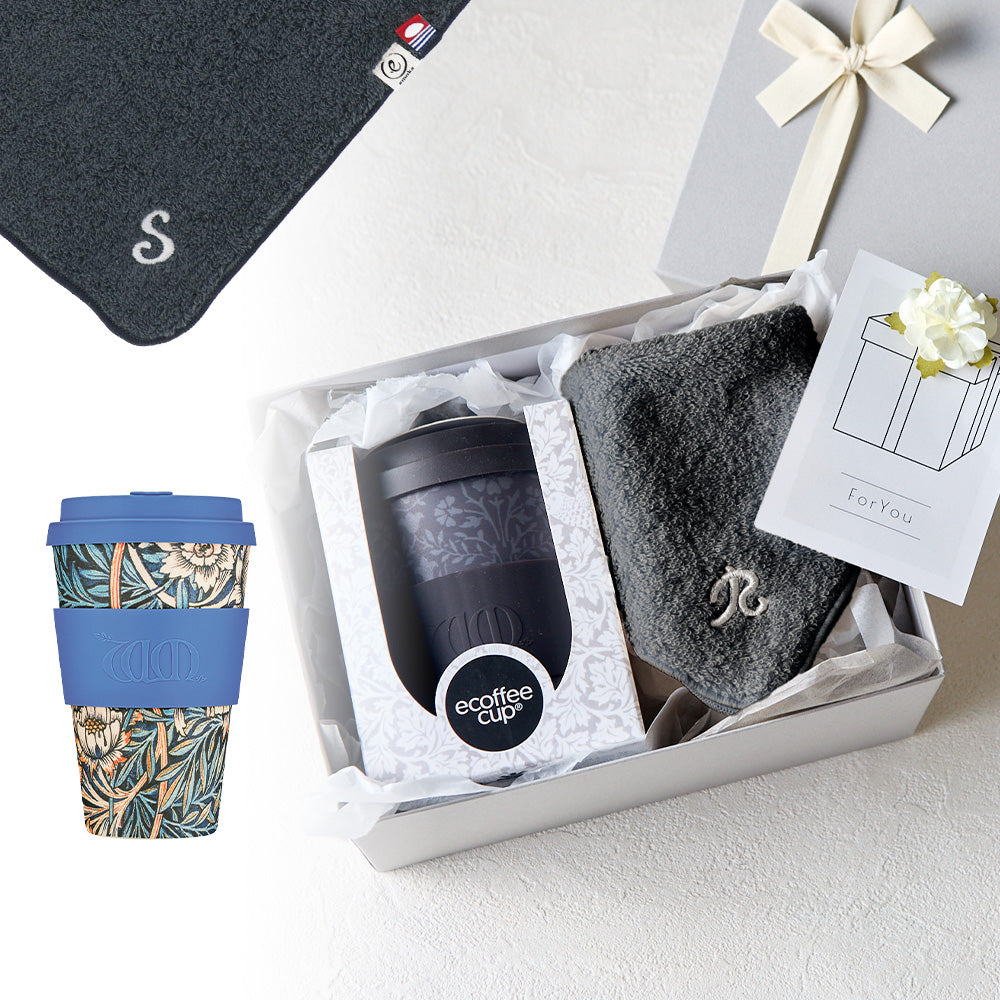 タンブラー William Morris 400ml + タオルハンカチ クラシックグレー / Premium Gift Set