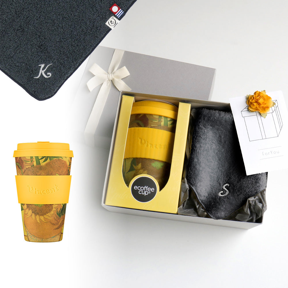 タンブラー Van Gogh 400ml + タオルハンカチ クラシックグレー / Premium Gift Set