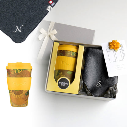 タンブラー Van Gogh 400ml + タオルハンカチ クラシックグレー / Premium Gift Set