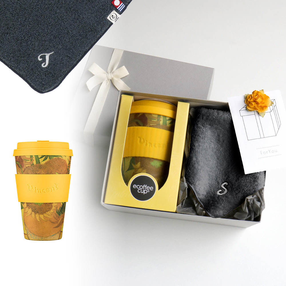 タンブラー Van Gogh 400ml + タオルハンカチ クラシックグレー / Premium Gift Set