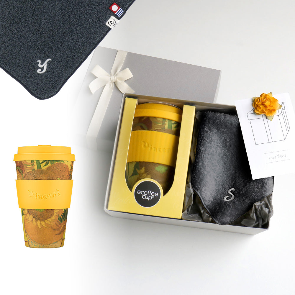 タンブラー Van Gogh 400ml + タオルハンカチ クラシックグレー / Premium Gift Set