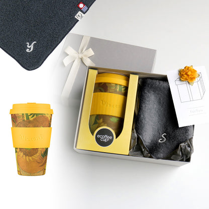 タンブラー Van Gogh 400ml + タオルハンカチ クラシックグレー / Premium Gift Set