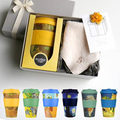 タンブラー Van Gogh 400ml + タオルハンカチ パウダーピンク / Premium Gift Set