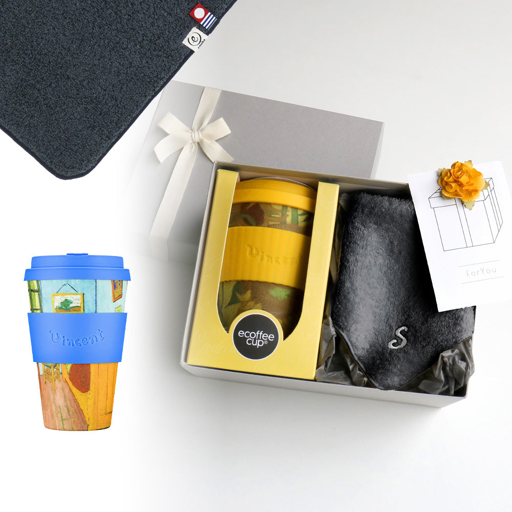 タンブラー Van Gogh 400ml + タオルハンカチ クラシックグレー / Premium Gift Set