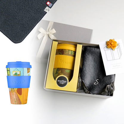 タンブラー Van Gogh 400ml + タオルハンカチ クラシックグレー / Premium Gift Set