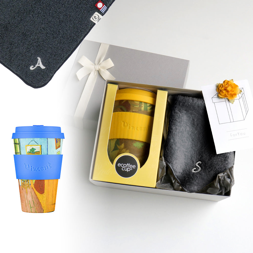 タンブラー Van Gogh 400ml + タオルハンカチ クラシックグレー / Premium Gift Set