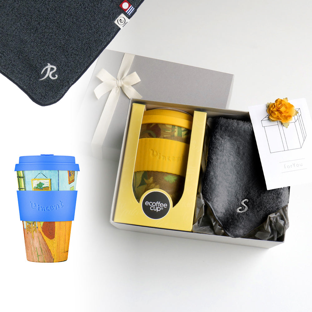 タンブラー Van Gogh 400ml + タオルハンカチ クラシックグレー / Premium Gift Set