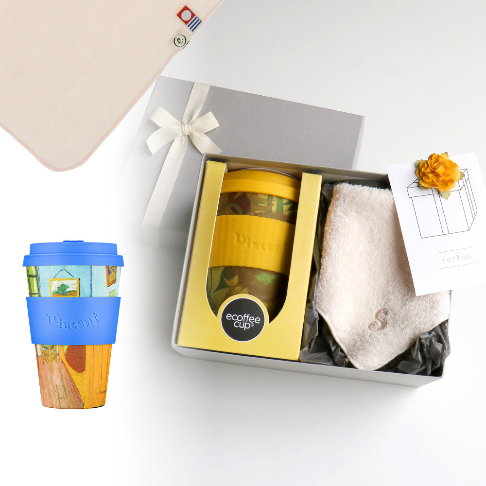 タンブラー Van Gogh 400ml + タオルハンカチ パウダーピンク / Premium Gift Set