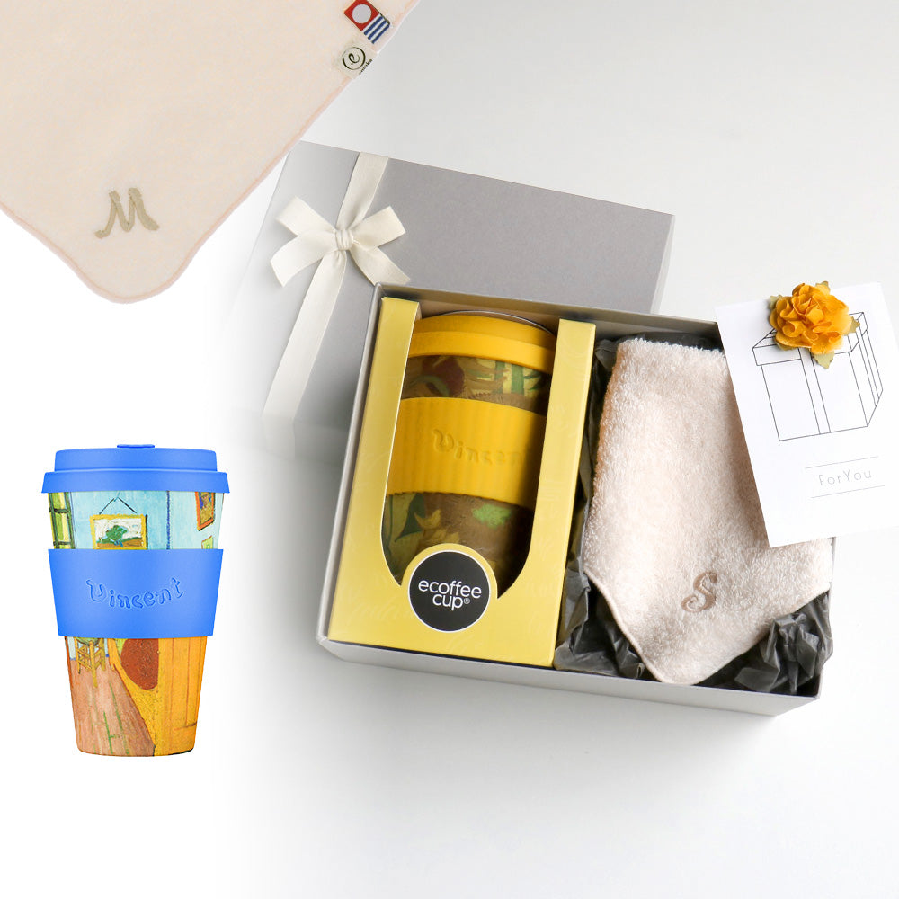 タンブラー Van Gogh 400ml + タオルハンカチ パウダーピンク / Premium Gift Set