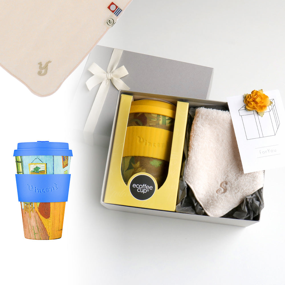 タンブラー Van Gogh 400ml + タオルハンカチ パウダーピンク / Premium Gift Set