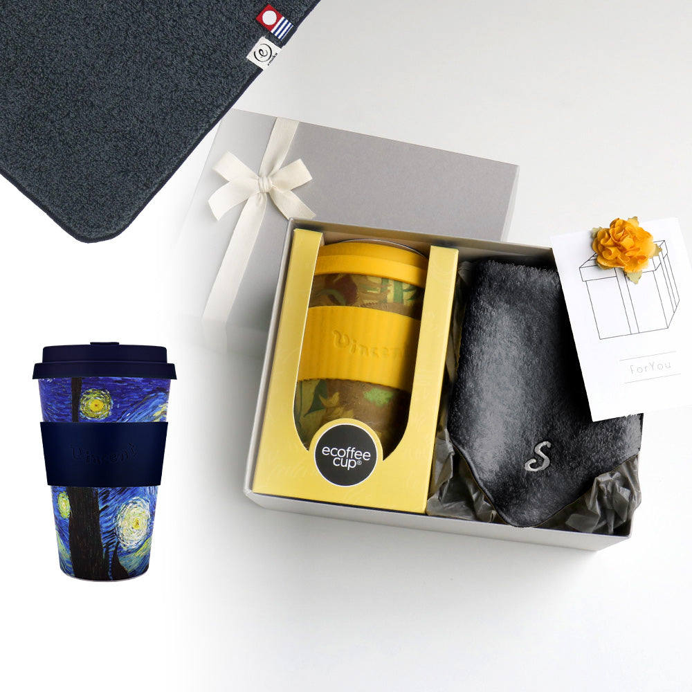 タンブラー Van Gogh 400ml + タオルハンカチ クラシックグレー / Premium Gift Set