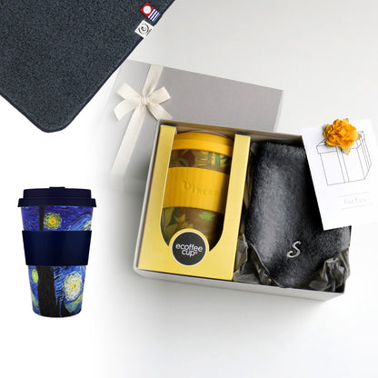 タンブラー Van Gogh 400ml + タオルハンカチ クラシックグレー / Premium Gift Set