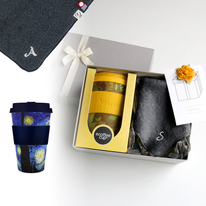 タンブラー Van Gogh 400ml + タオルハンカチ クラシックグレー / Premium Gift Set