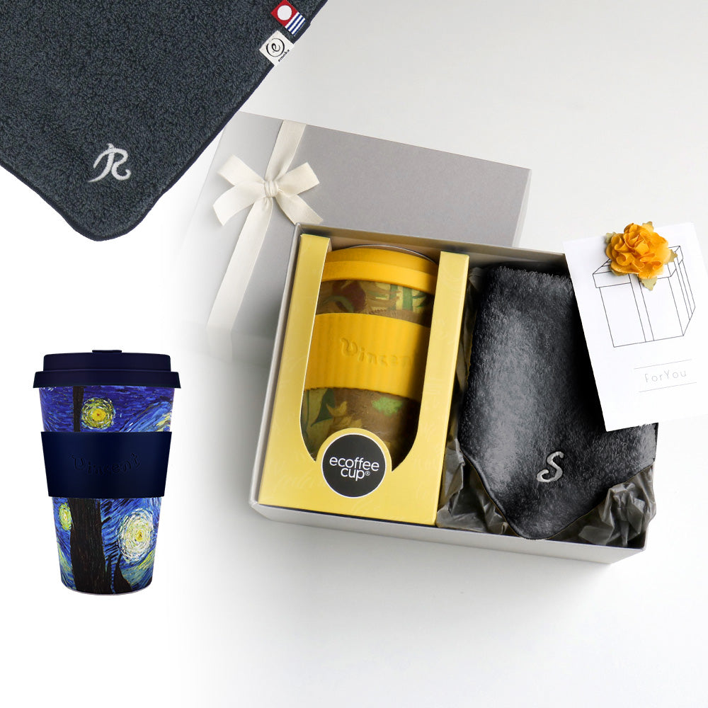 タンブラー Van Gogh 400ml + タオルハンカチ クラシックグレー / Premium Gift Set