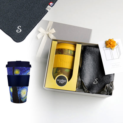 タンブラー Van Gogh 400ml + タオルハンカチ クラシックグレー / Premium Gift Set