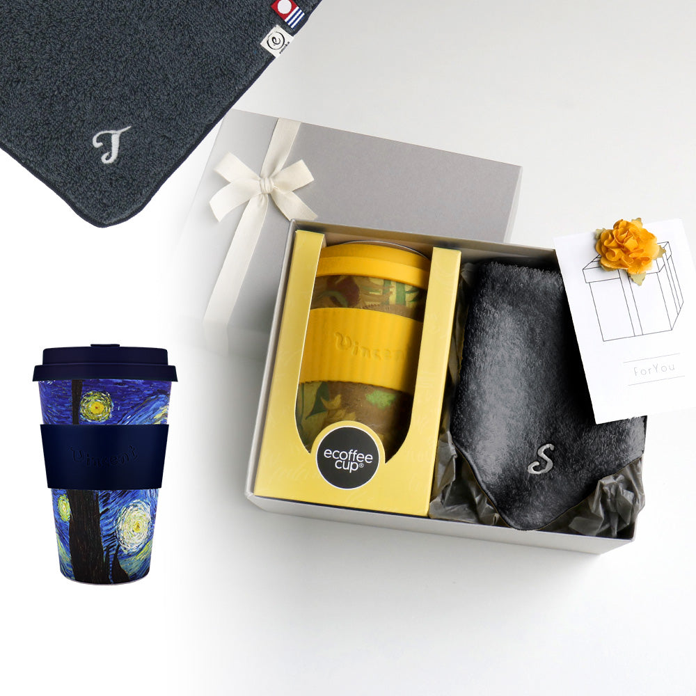 タンブラー Van Gogh 400ml + タオルハンカチ クラシックグレー / Premium Gift Set