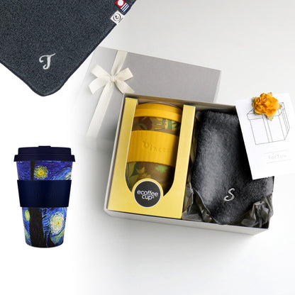 タンブラー Van Gogh 400ml + タオルハンカチ クラシックグレー / Premium Gift Set