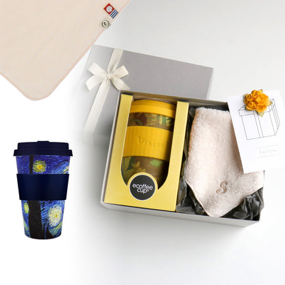 タンブラー Van Gogh 400ml + タオルハンカチ パウダーピンク / Premium Gift Set