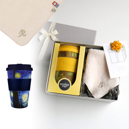 タンブラー Van Gogh 400ml + タオルハンカチ パウダーピンク / Premium Gift Set