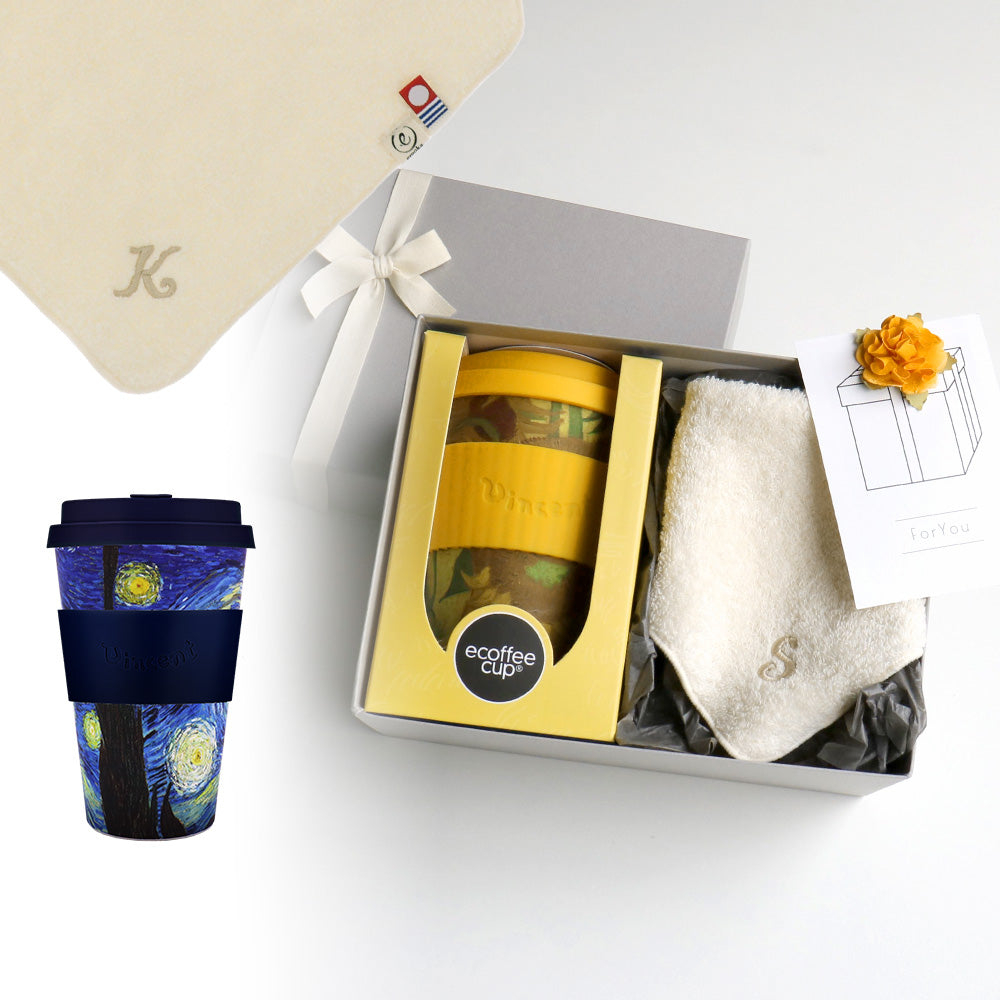 タンブラー Van Gogh 400ml + タオルハンカチ ナチュラル / Premium Gift Set