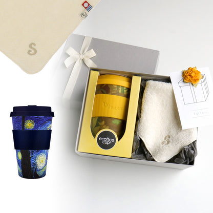 タンブラー Van Gogh 400ml + タオルハンカチ ナチュラル / Premium Gift Set