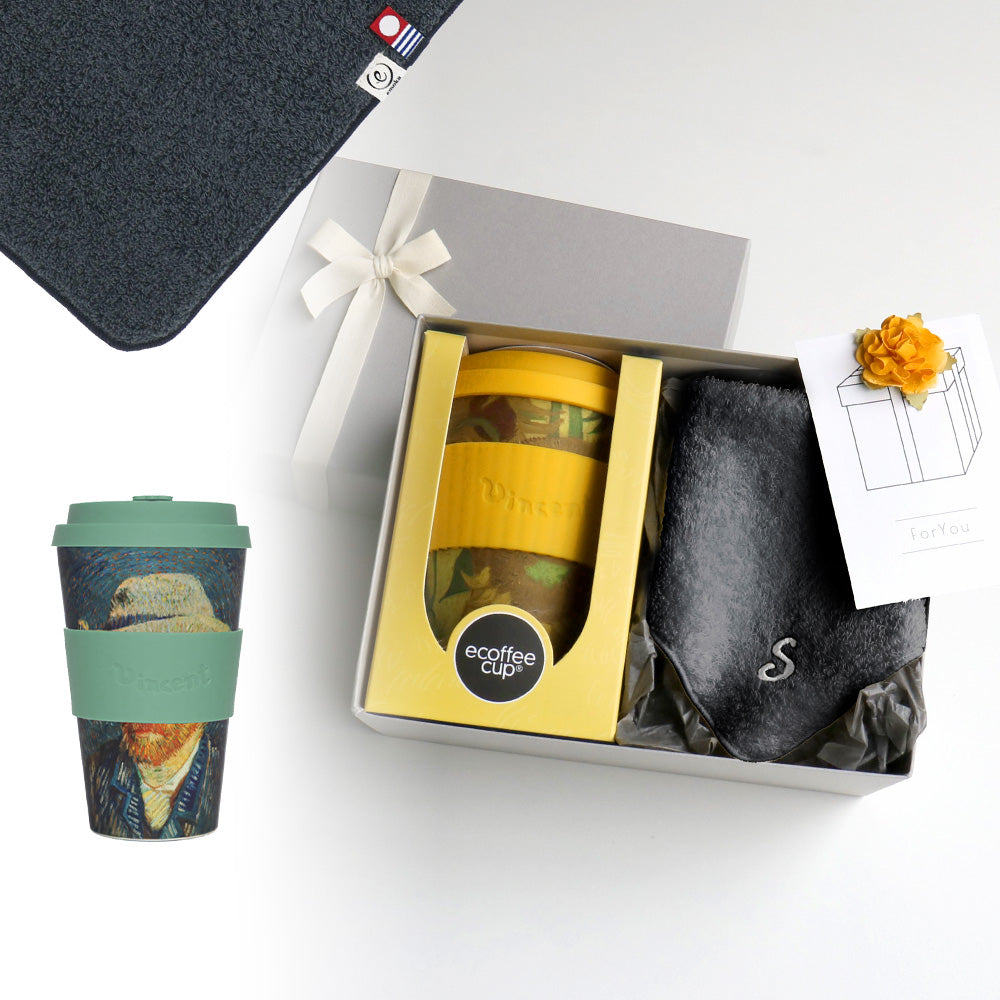 タンブラー Van Gogh 400ml + タオルハンカチ クラシックグレー / Premium Gift Set