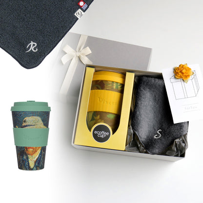 タンブラー Van Gogh 400ml + タオルハンカチ クラシックグレー / Premium Gift Set