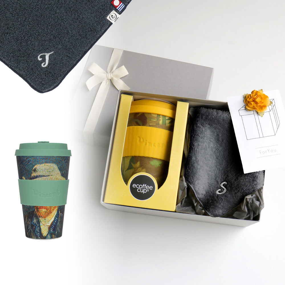 タンブラー Van Gogh 400ml + タオルハンカチ クラシックグレー / Premium Gift Set