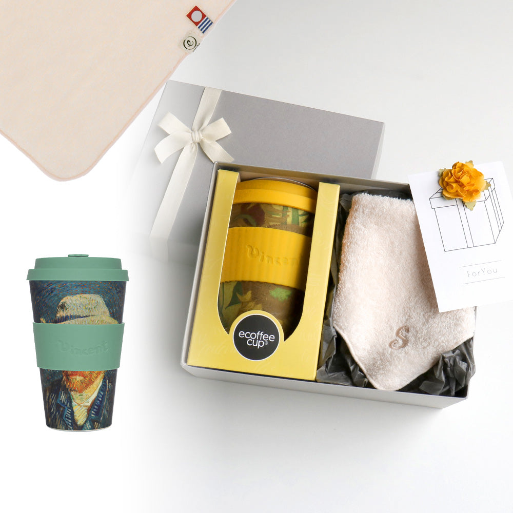 タンブラー Van Gogh 400ml + タオルハンカチ パウダーピンク / Premium Gift Set