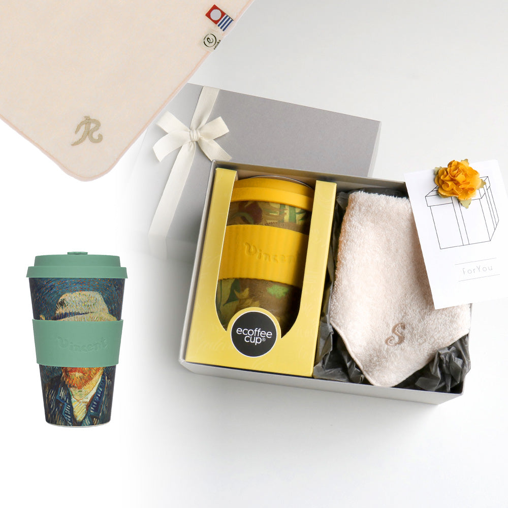 タンブラー Van Gogh 400ml + タオルハンカチ パウダーピンク / Premium Gift Set