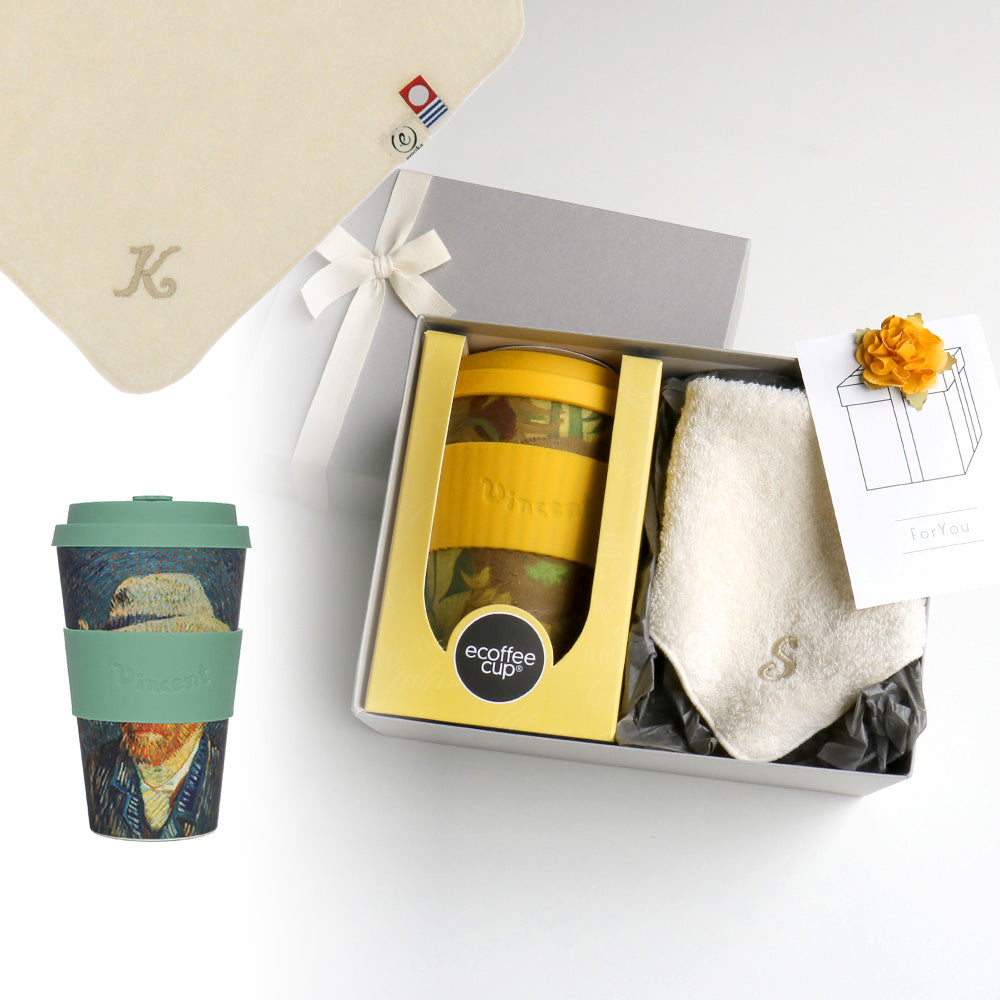 タンブラー Van Gogh 400ml + タオルハンカチ ナチュラル / Premium Gift Set