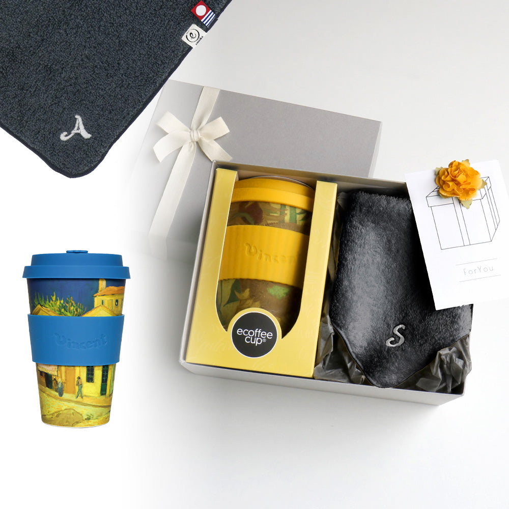 タンブラー Van Gogh 400ml + タオルハンカチ クラシックグレー / Premium Gift Set