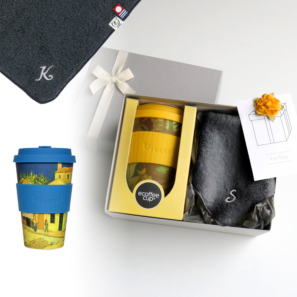 タンブラー Van Gogh 400ml + タオルハンカチ クラシックグレー / Premium Gift Set