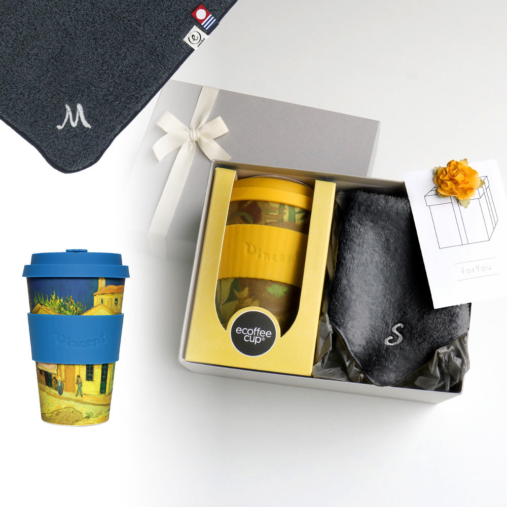 タンブラー Van Gogh 400ml + タオルハンカチ クラシックグレー / Premium Gift Set