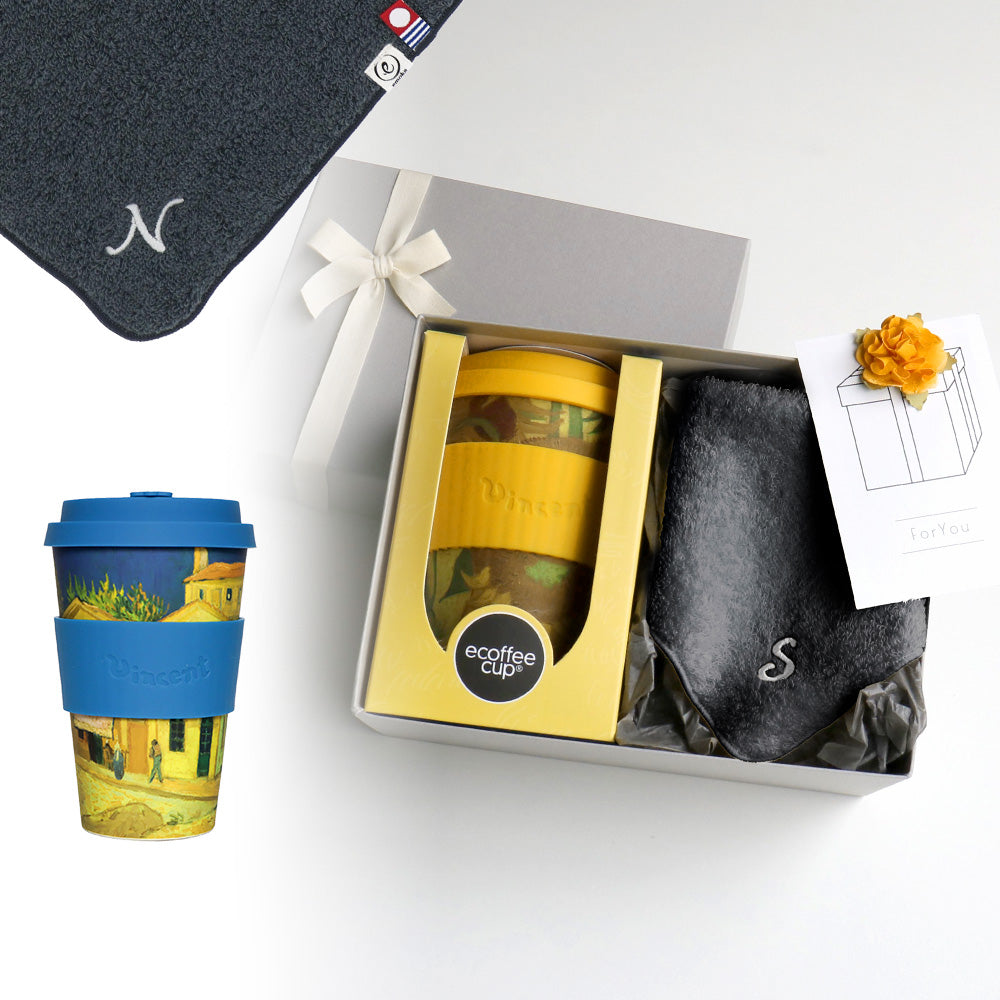 タンブラー Van Gogh 400ml + タオルハンカチ クラシックグレー / Premium Gift Set