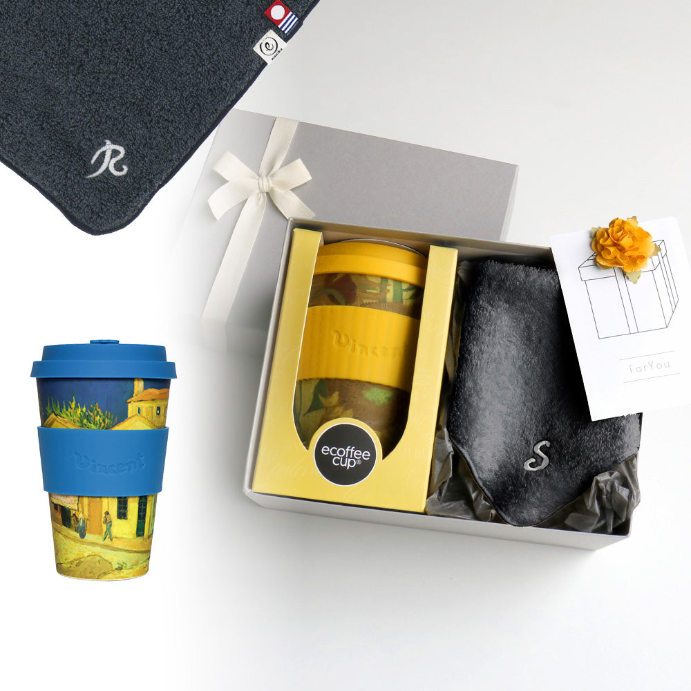 タンブラー Van Gogh 400ml + タオルハンカチ クラシックグレー / Premium Gift Set