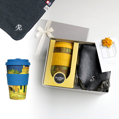 タンブラー Van Gogh 400ml + タオルハンカチ クラシックグレー / Premium Gift Set