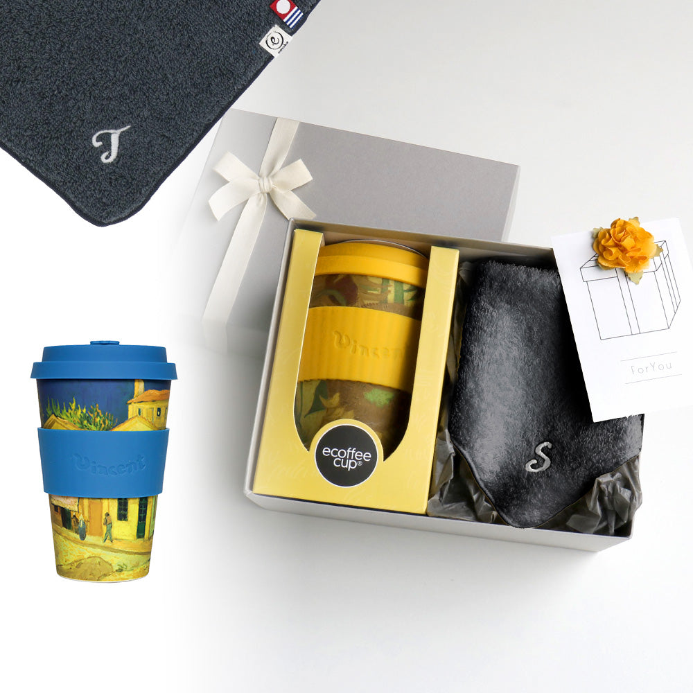 タンブラー Van Gogh 400ml + タオルハンカチ クラシックグレー / Premium Gift Set