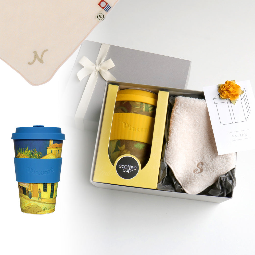 タンブラー Van Gogh 400ml + タオルハンカチ パウダーピンク / Premium Gift Set