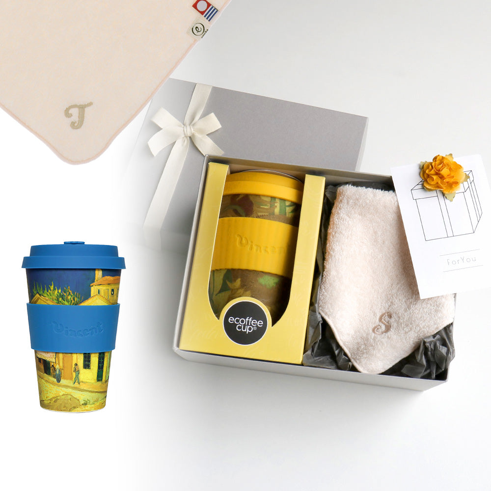 タンブラー Van Gogh 400ml + タオルハンカチ パウダーピンク / Premium Gift Set