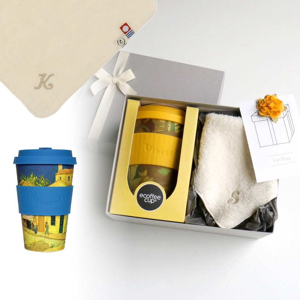 タンブラー Van Gogh 400ml + タオルハンカチ ナチュラル / Premium Gift Set