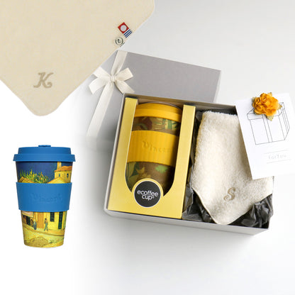 タンブラー Van Gogh 400ml + タオルハンカチ ナチュラル / Premium Gift Set