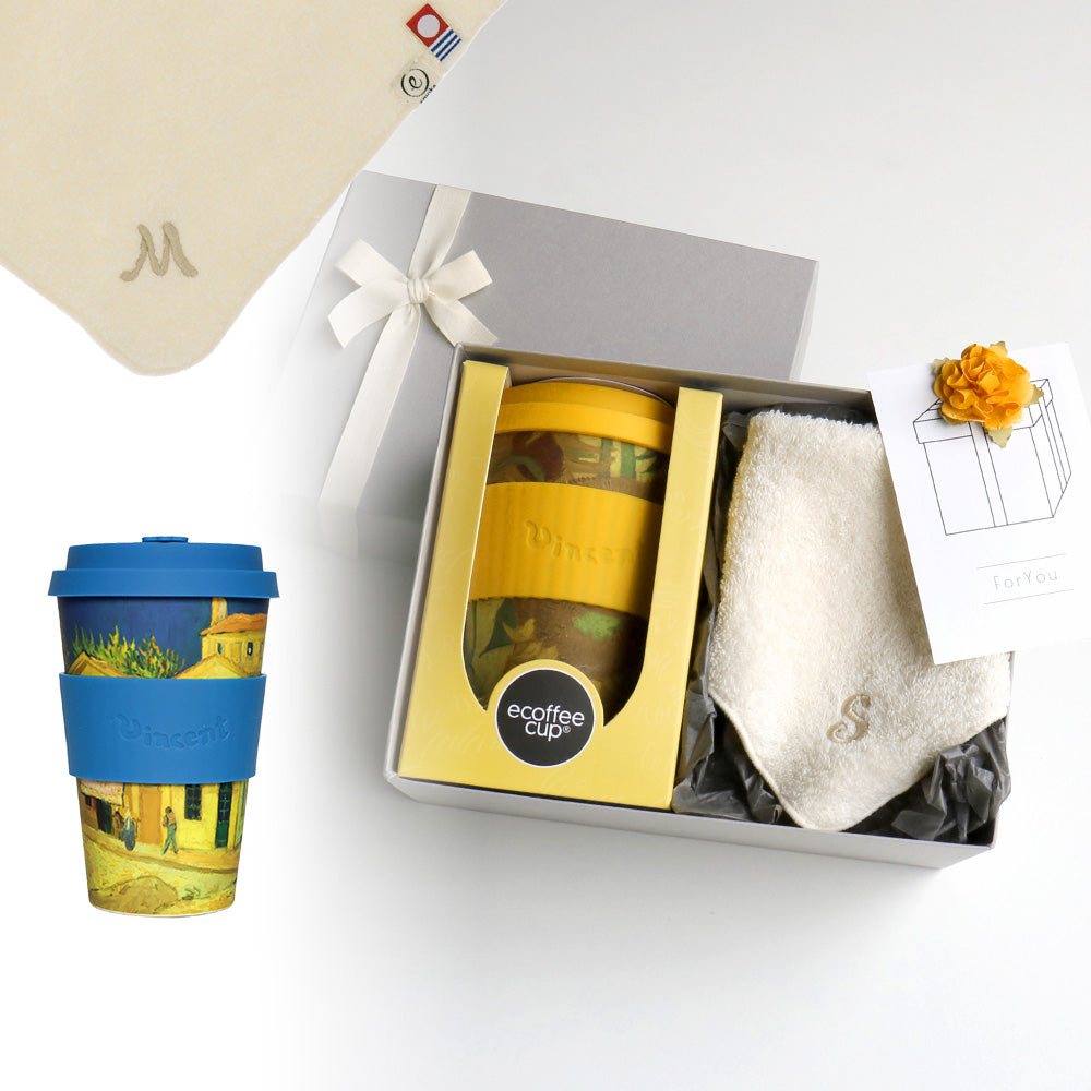 タンブラー Van Gogh 400ml + タオルハンカチ ナチュラル / Premium Gift Set
