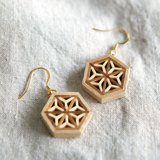 ピアス D type / 組子細工